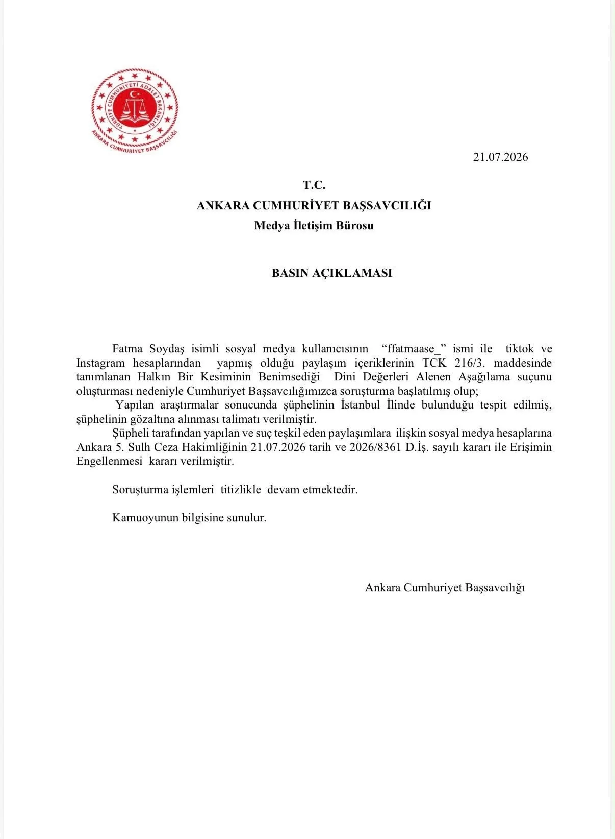 Dini değerleri hedef alan paylaşımlara yargı freni: Fatma Soydaş gözaltına alındı
