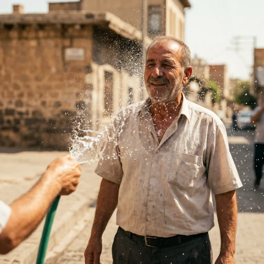 Diyarbakır'da Sıcaklık Rekoru: Hortumla Serinleme Görüntüleri