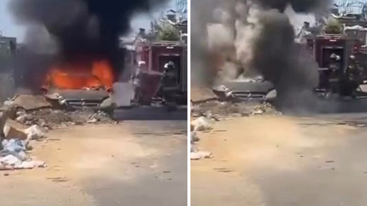Diyarbakır'da tamir için bırakılan otomobil alev alev yandı
