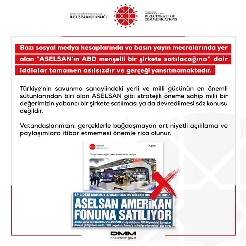 DMM'den ASELSAN iddialarına net cevap: Satılacağı iddiası asılsız