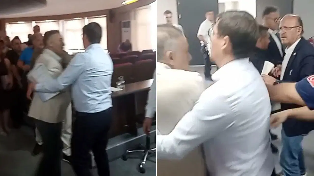 Edirne Belediyesi Meclisi'nde AKP ile YENİ Parti arasında arbede