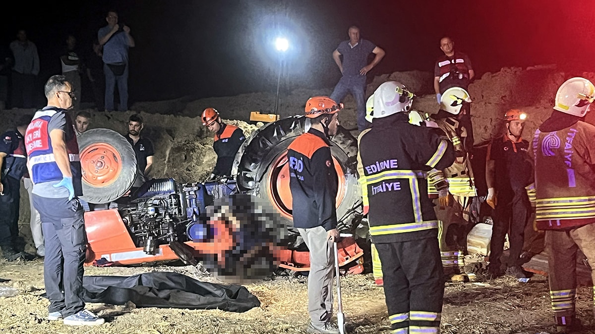 Edirne'de traktör devrildi: Çift yaşamını yitirdi