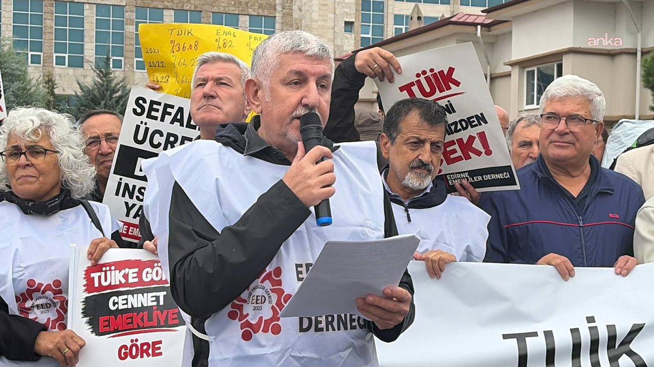 Edirne'de Emekliler TÜİK Önünde Eylem Yaptı