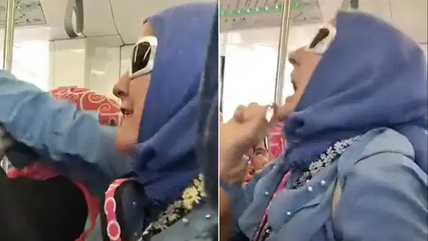 Eminönü'nde tramvayda 'yer' kavgası kamerada: Çanta fırlattılar