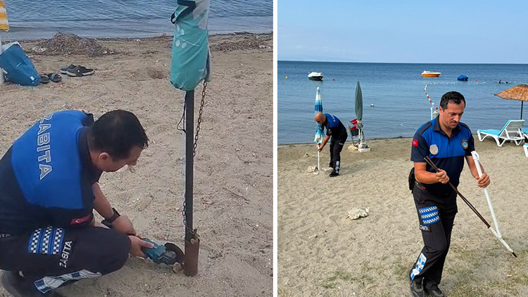 Erdek Sahillerinde Şezlong İşgaline Zabıta Müdahalesi
