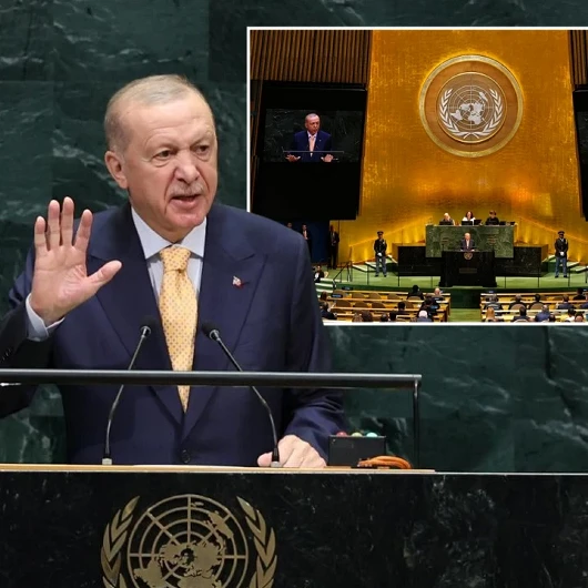 Erdoğan BM'de İsrail'e yüklendi: Heyet salonu boşalttı
