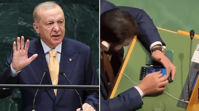 Erdoğan BM'de Konuşurken Şara Telefonuyla İlgilendi