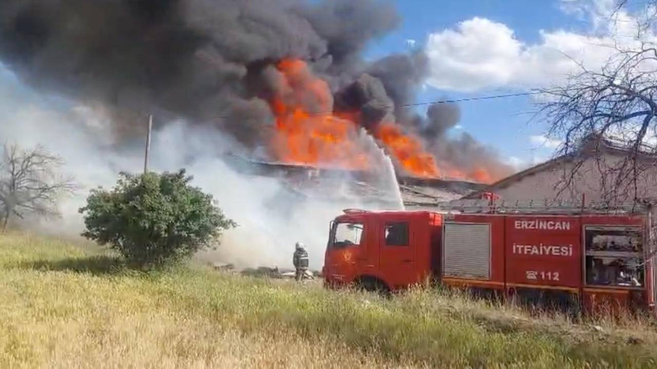 Erzincan'da mobilya deposunu alevler sardı