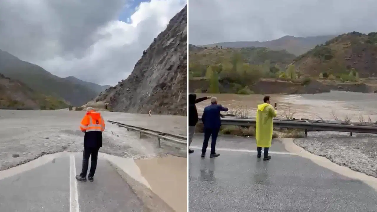 Erzincan'da Sağanak Sele Dönüştü: Erzurum Karayolu Tek Yönlü Kapalı