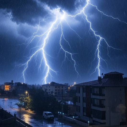 Erzincan'da Geceyi Şimşekler Aydınlattı