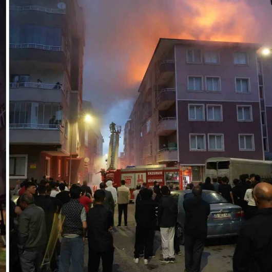 Erzurum'da Apartman Çatısında Yangın Panik Yarattı