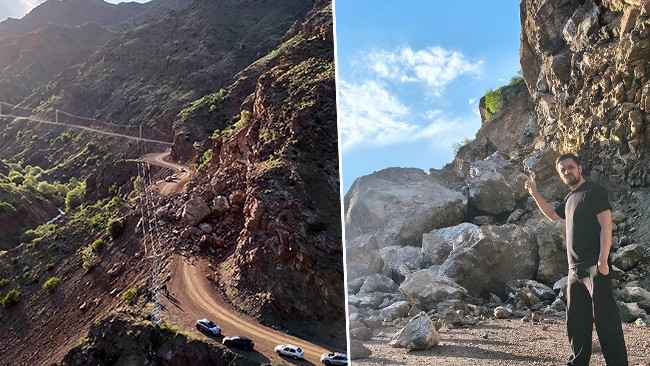 Erzurum'da yol heyelanla kapandı: 'Her yağmurdan sonra aynı kâbus