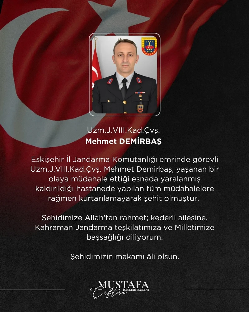 Eskişehir'de asker şehit oldu: Bakan Çiftçi başsağlığı diledi