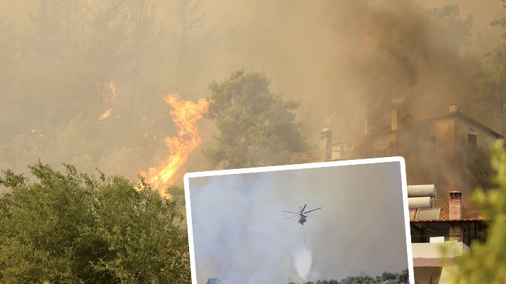 Fethiye'deki orman yangınına havadan ve karadan müdahale sürüyor