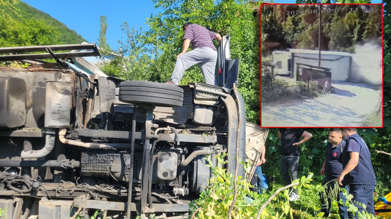 Freni Boşalan Kamyon Devrildi: Okula Giden Çocuk Ölümden Kıl Payı Kurtuldu