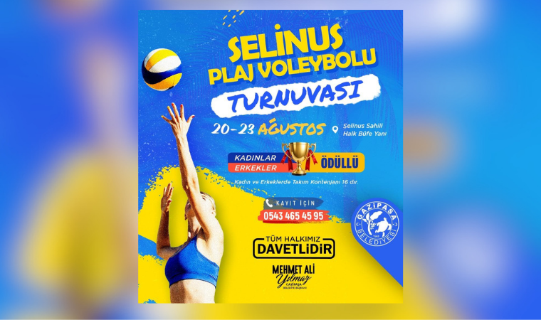 Gazipaşa'da Selinus Plaj Voleybolu Turnuvası Heyecanı Başlıyor