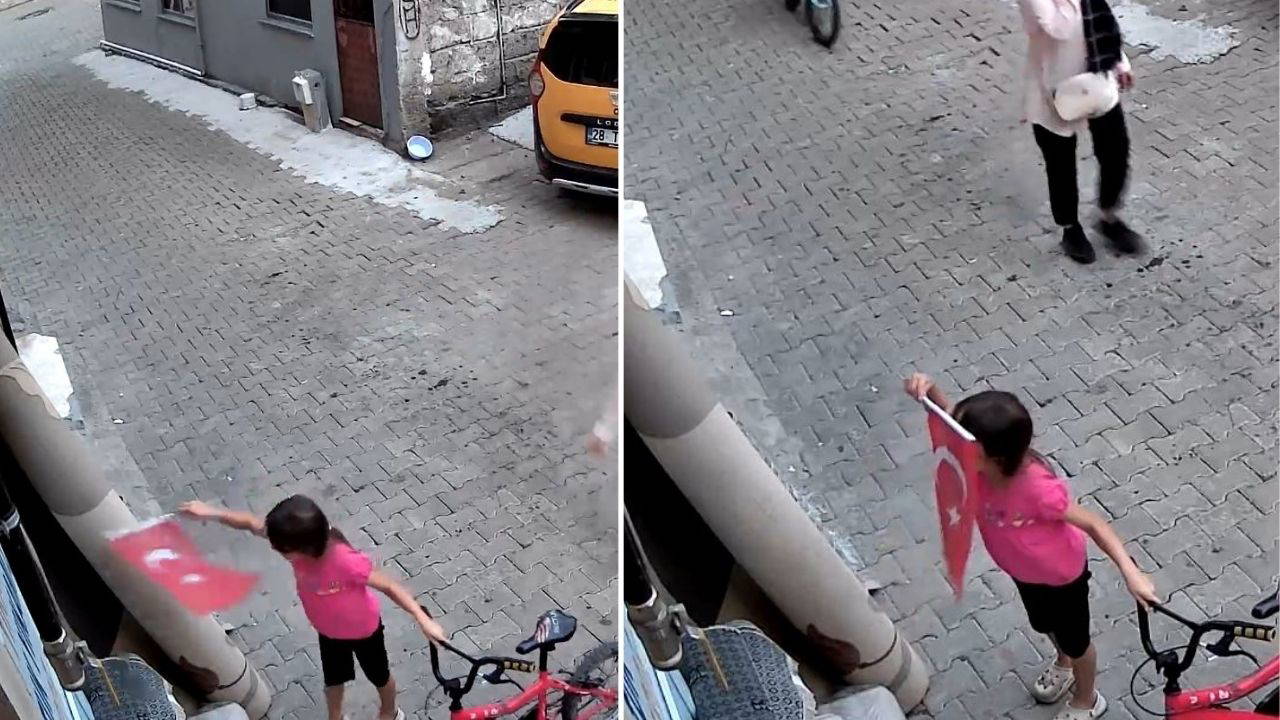 Giresun'da 7 Yaşındaki Nehir'in Bayrak Sevgisi Kameralara Yansıdı