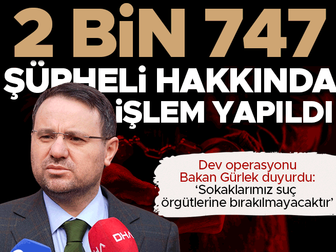 Gürlek: 'Sokaklar Güvende' Operasyonunda 2 Bin 447 Şüpheliye İşlem