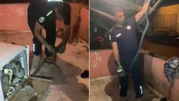 Hatay'da Bulaşık Makinesinden 2 Metrelik Yılan Çıktı