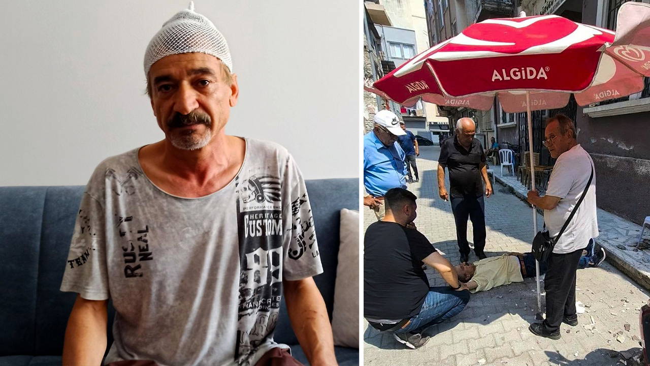 Hatay'da çay içerken başına beton parçası düştü: Şikayetçi oldu