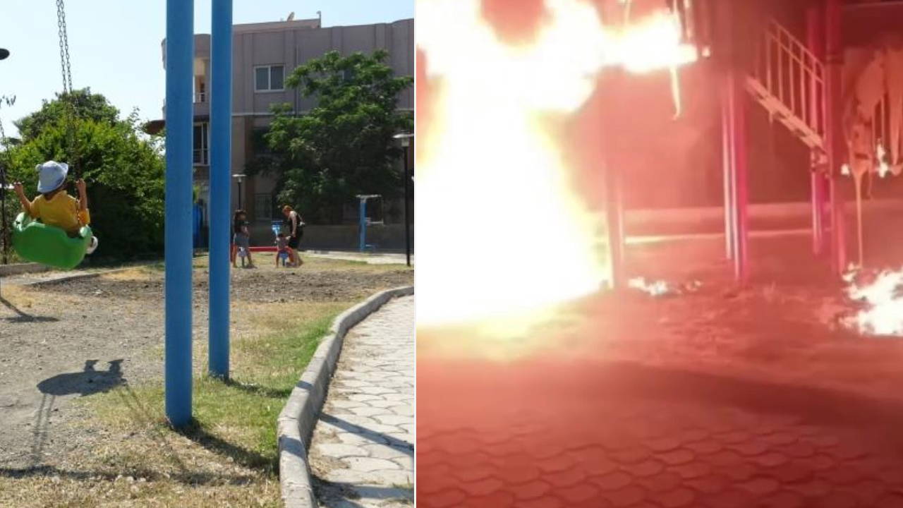 Hatay'da çöp ateşi oyun parkını küle çevirdi