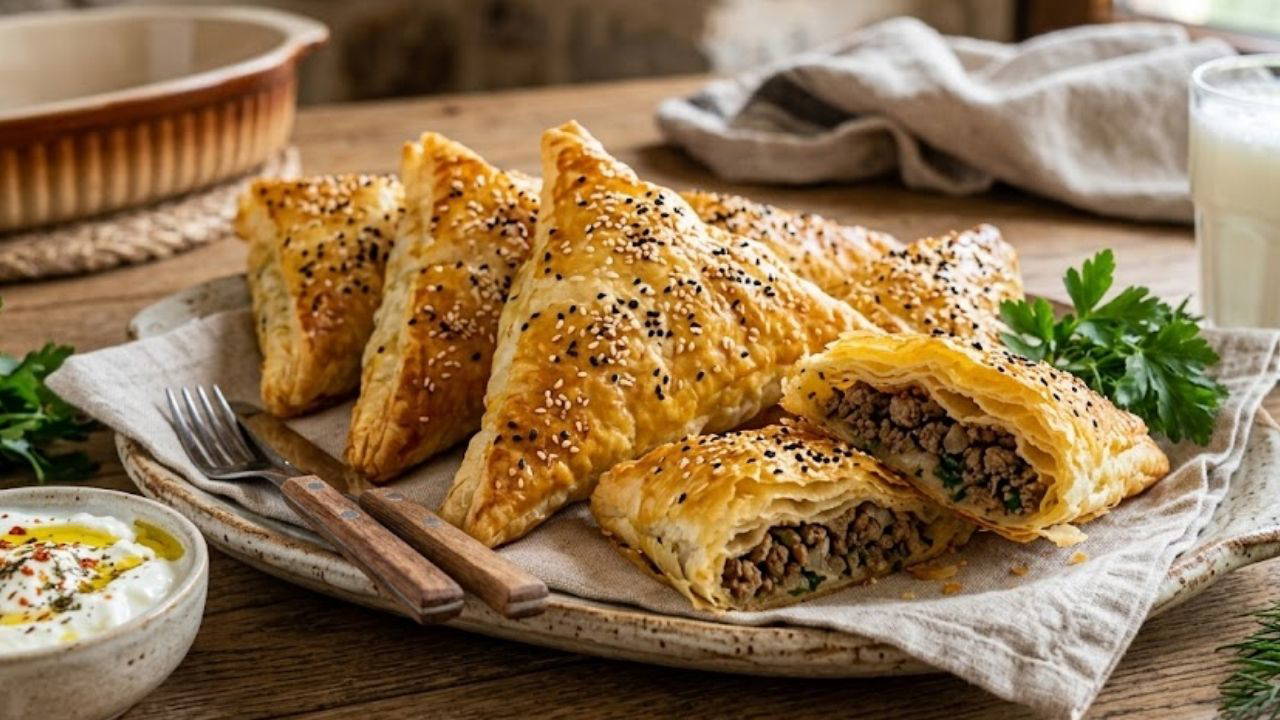 Hazır Yufkayla Dakikalar İçinde Sofrada: Çıtır Kıymalı Üçgen Börek Tarifi