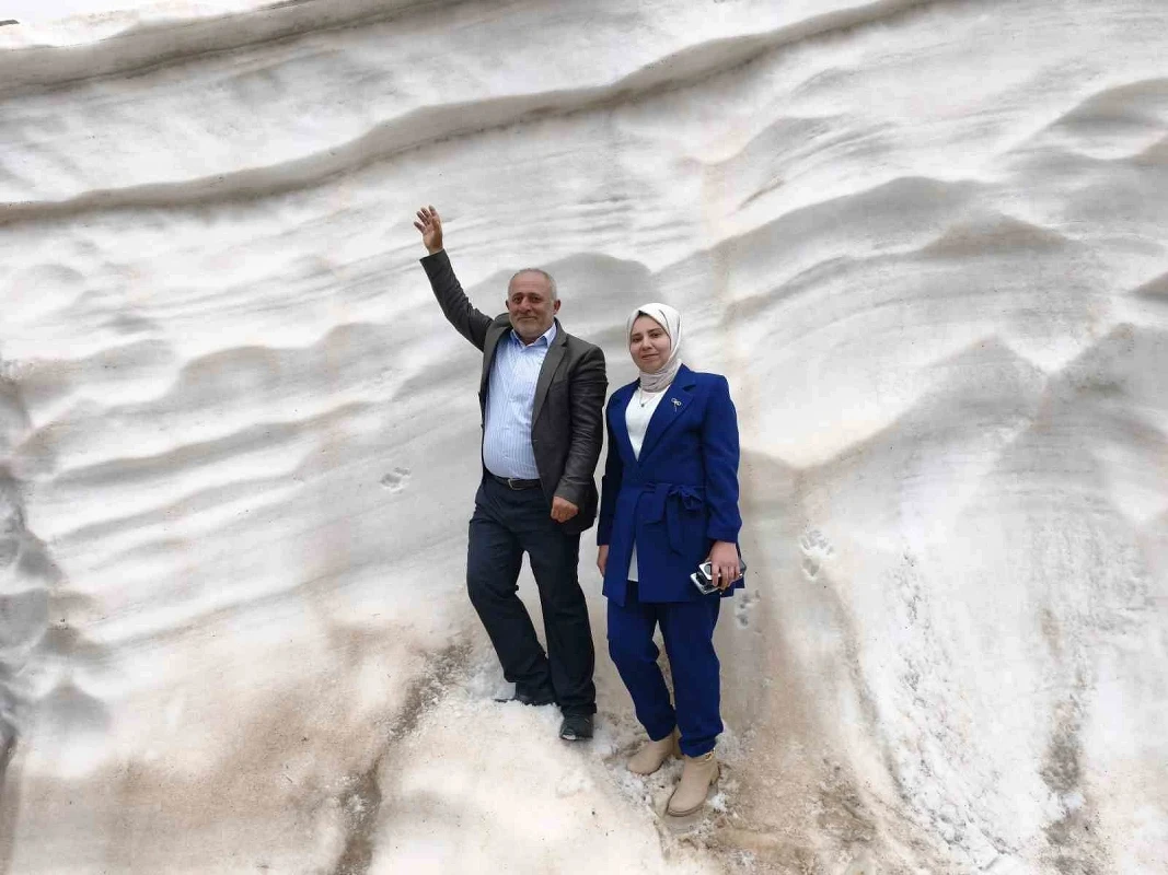 Haziranda 4 metreyi asan kari gormek icin Mereto Dagi'na tirmaniyorlar