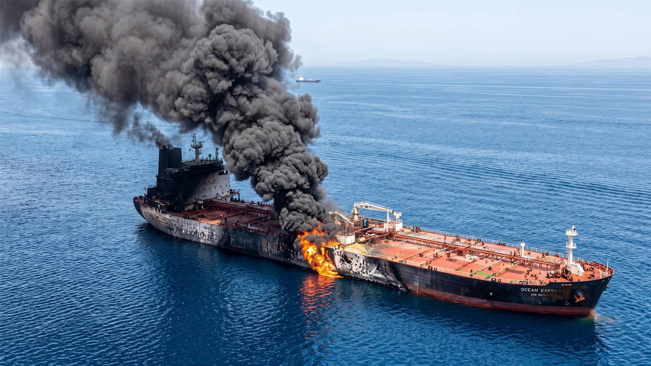 Hürmüz Boğazı'nda petrol tankeri mayına çarptı: Patlama sonrası yangın