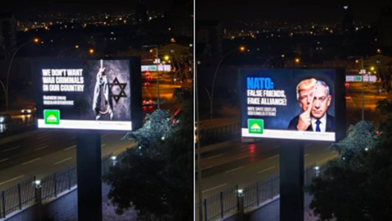 HÜDA Par Genel Merkezi'ne NATO ve Trump karşıtı pankart: Elektrik kesildi