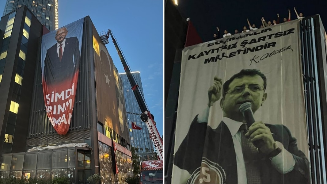 İmamoğlu posterini gençler tekrar astı: 'Butlan' yönetimine tepki büyüyor