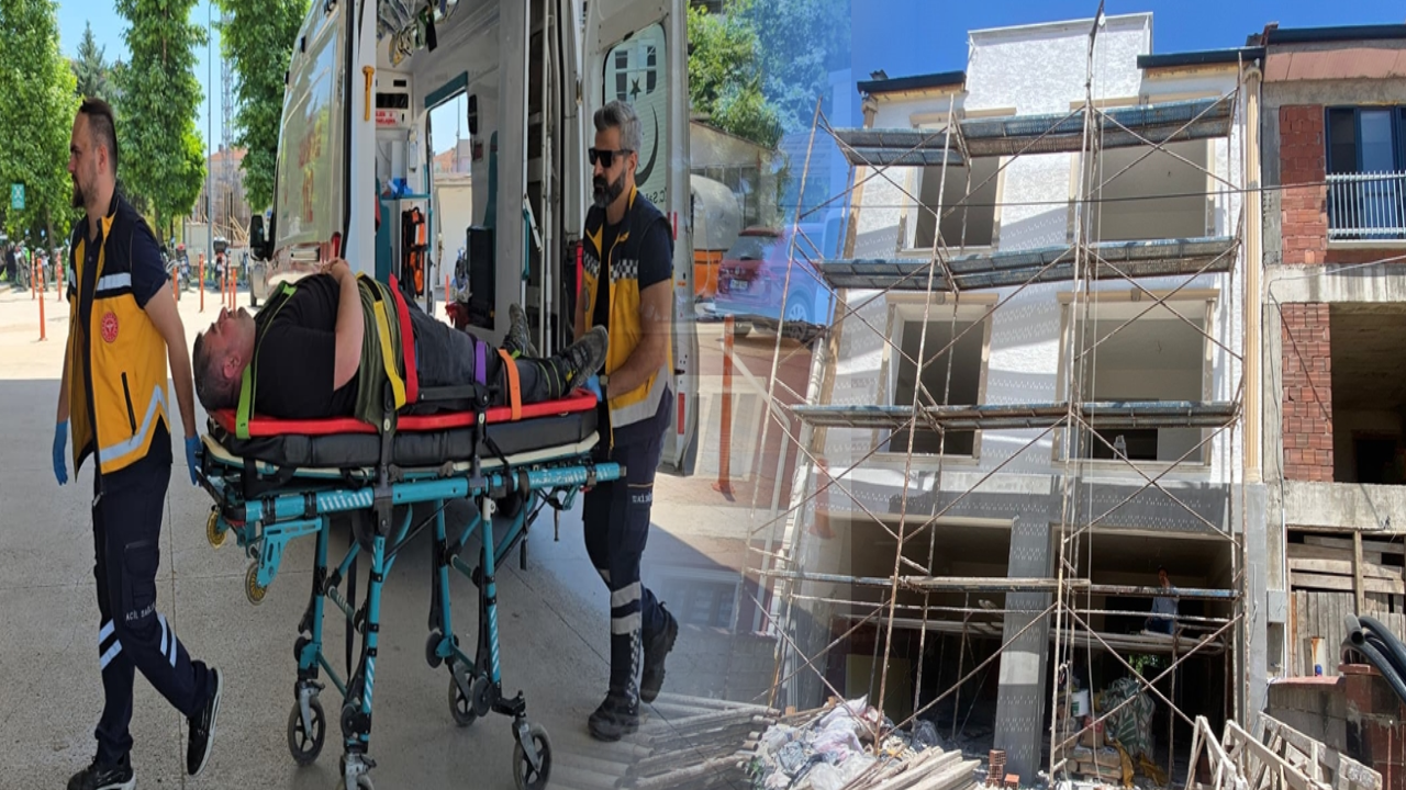 İnegöl'de inşaat işçisi 2. kattan düşerek yaralandı