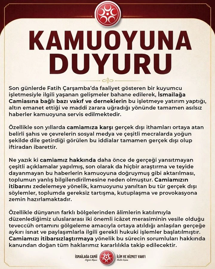 İsmailağa Cemaati 'Kuyumcu' Provokasyonunu Yargıya Taşıdı