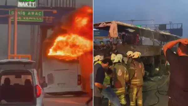 İstanbul'da feci kaza: Otobüs alev alev yandı, 2 ölü 4 yaralı