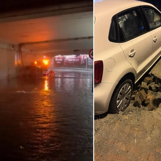 İstanbul'da Sağanak Felaketi: Alt Geçit Su Altında, Yol Çöktü