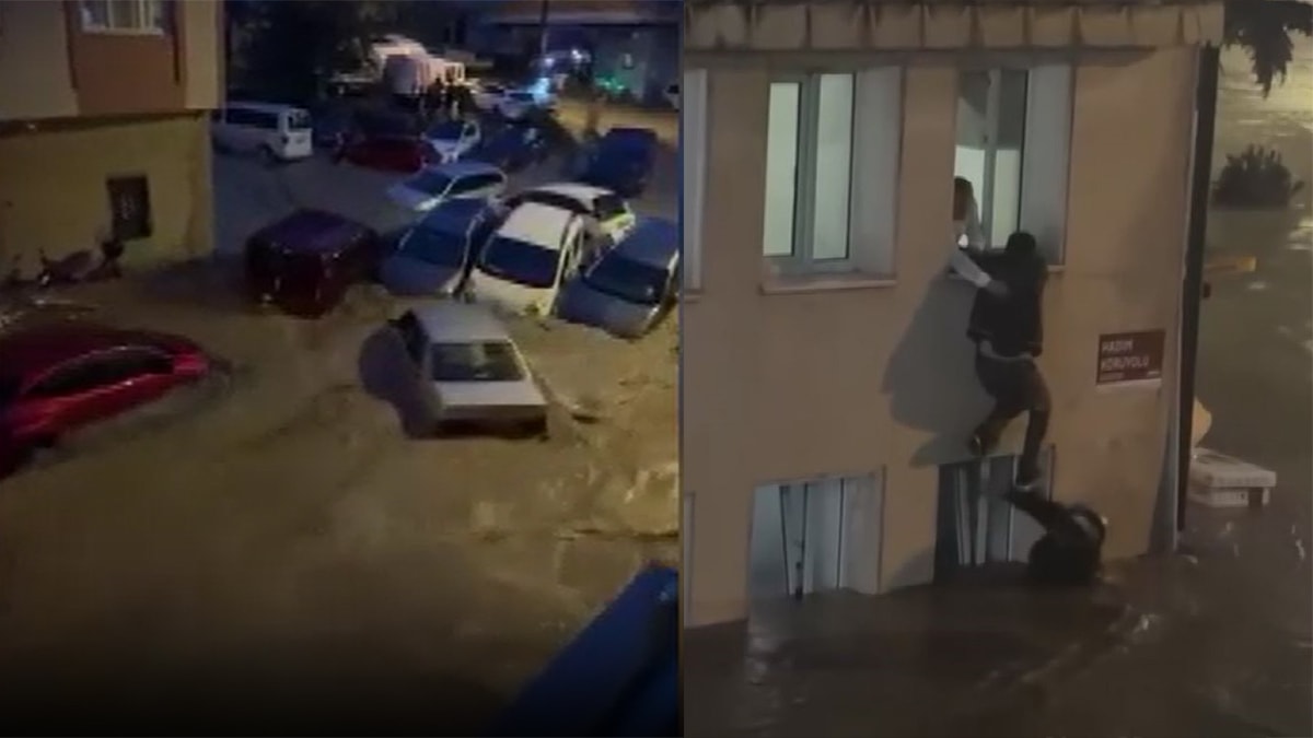 İstanbul Sarıyer'de Sağanak: Sel Suları Araçları Sürükledi