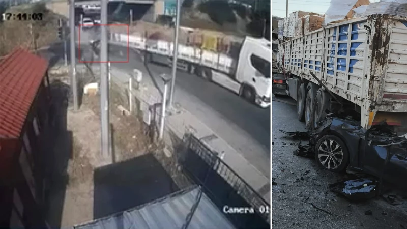 İzmir'de TIR'a Çarpan Otomobil Feci Kaza: 1 Ölü 3 Yaralı