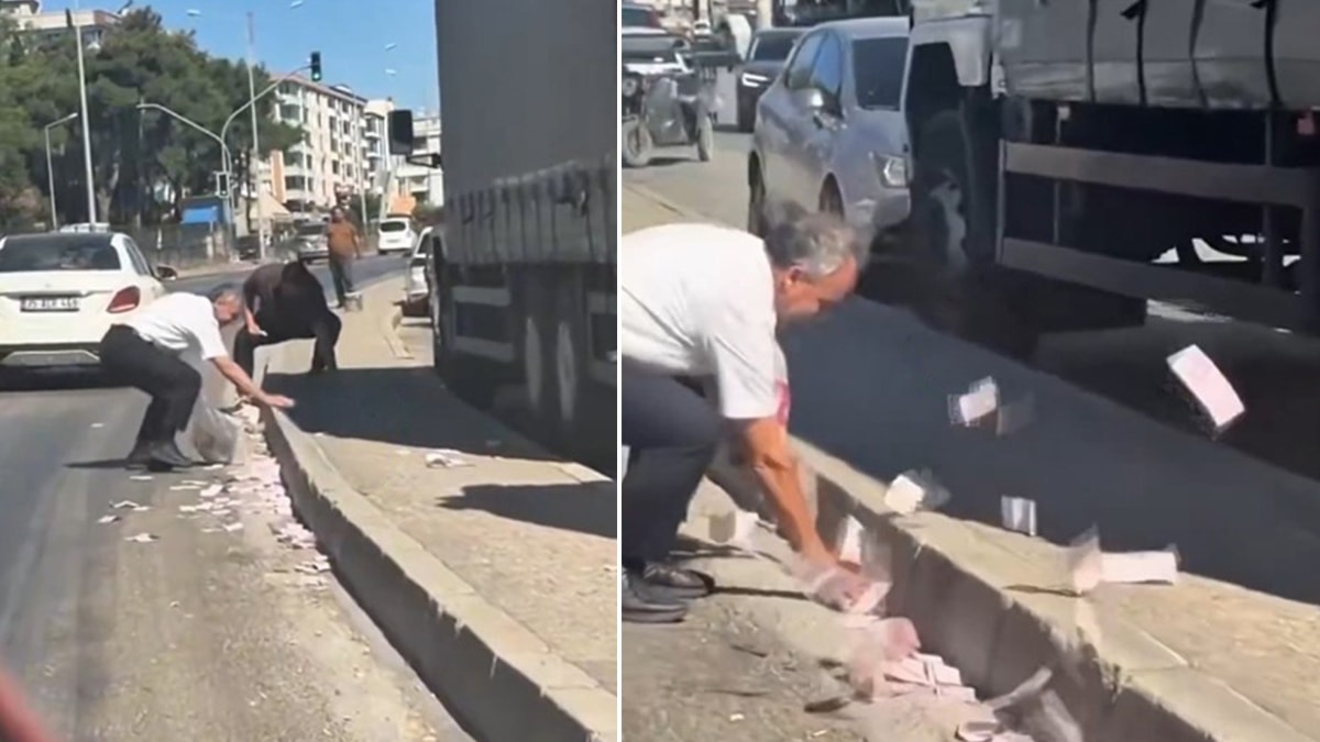 İzmir'de Trafikte Para Saçılması! Çuval patladı, ortaya ilginç anlar çıktı