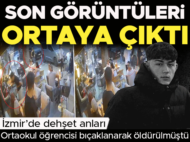 İzmir'de ortaokul öğrencisi bıçaklanarak öldürüldü: Erdem Demir'in kafeye sığındığı anlar kamerada