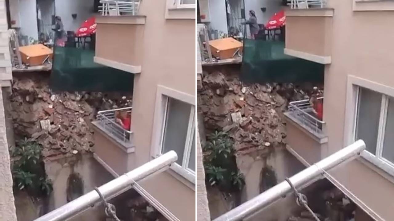Kağıthane'de Sağanak Sonrası İstinat Duvarı Çöktü