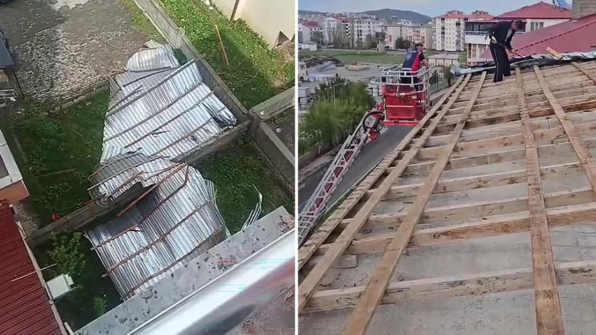Kars'ta Fırtına Apartmanın Çatısını Uçurdu, Can Kaybı Yok