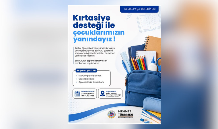 Kemalpaşa'da öğrencilere kırtasiye desteği başladı