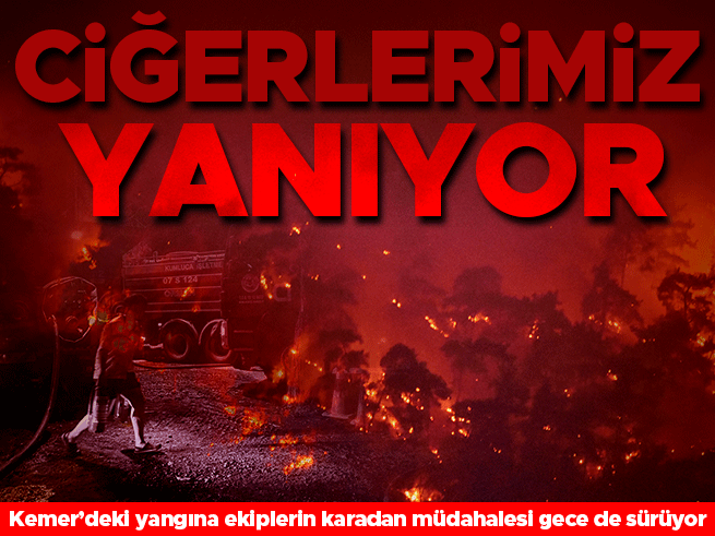 Kemer'deki Orman Yangınına Müdahale Sürüyor
