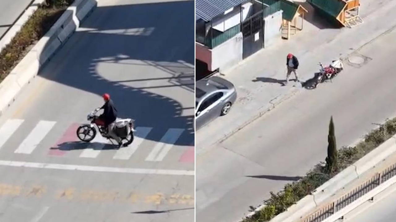 Kırıkkale'de dronlu takip: Çalıntı motosikletli kaçış kamerada