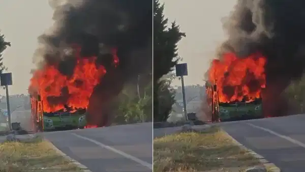 Kocaeli'de Seyir Halindeki Halk Otobüsü Alevlere Teslim Oldu