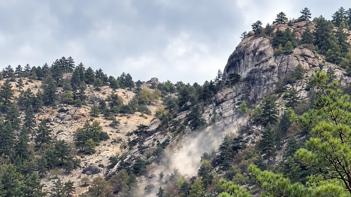 Kozan'da Deprem Sonrası Kaya Düşmesi Kamerada