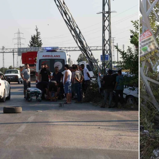 Kozan'da Elektrik Direğine Çarpan Araç Hurdaya Döndü: Sürücü Ağır Yaralı