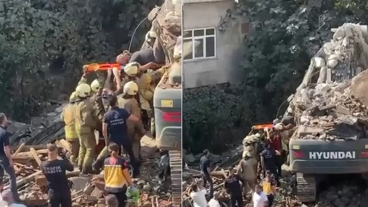 Küçükçekmece'de Yıkım Faciası: İş Makinesi Operatörü Kurtarıldı