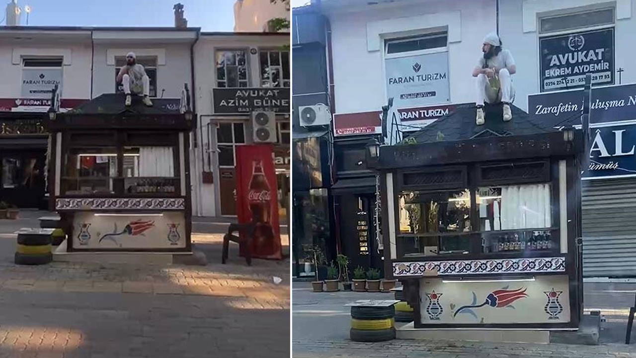 Kütahya'da büfe sahibi yıkıma zincirle direndi