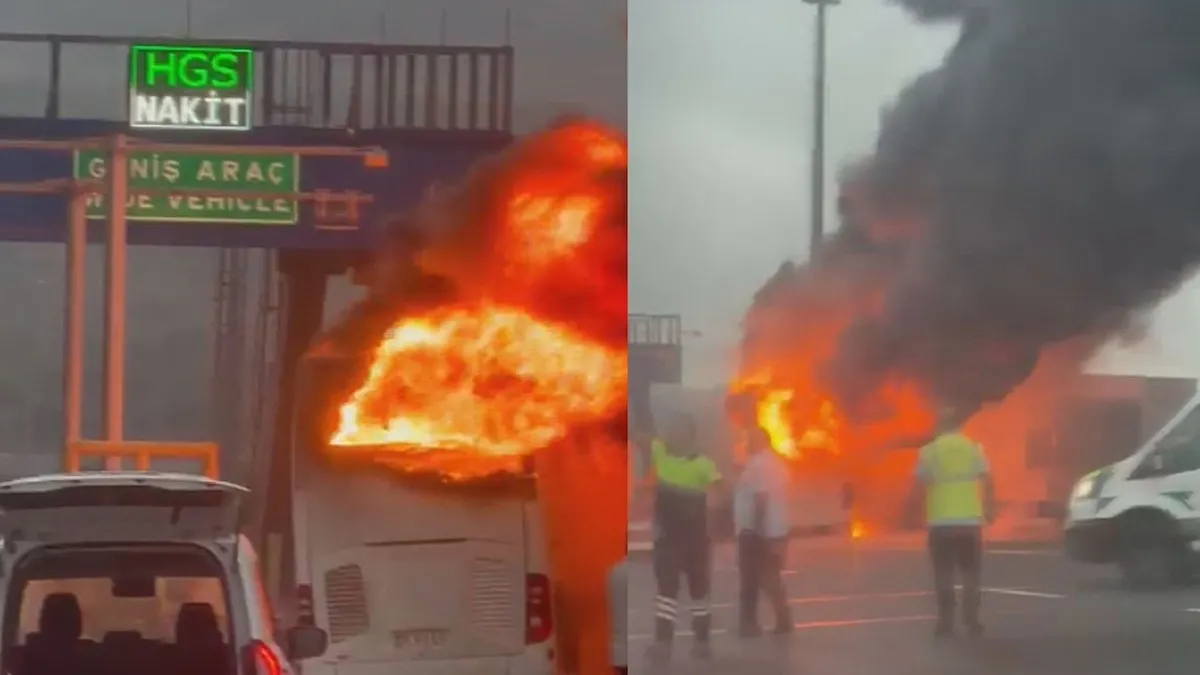 Kuzey Marmara Otoyolu'nda Otobüs Alev Alev Yandı