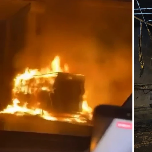 Kuzey Marmara Otoyolu'nda Saman Yüklü TIR Alev Alev Yandı